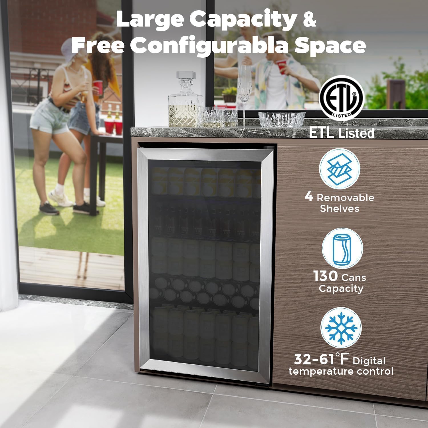 Mini frigider vin și băuturi 90 L ușă sticlă, imagine 2